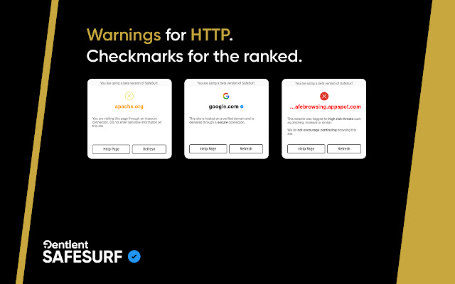 Warnings for HTTP. Checkmarks for the ranked.
